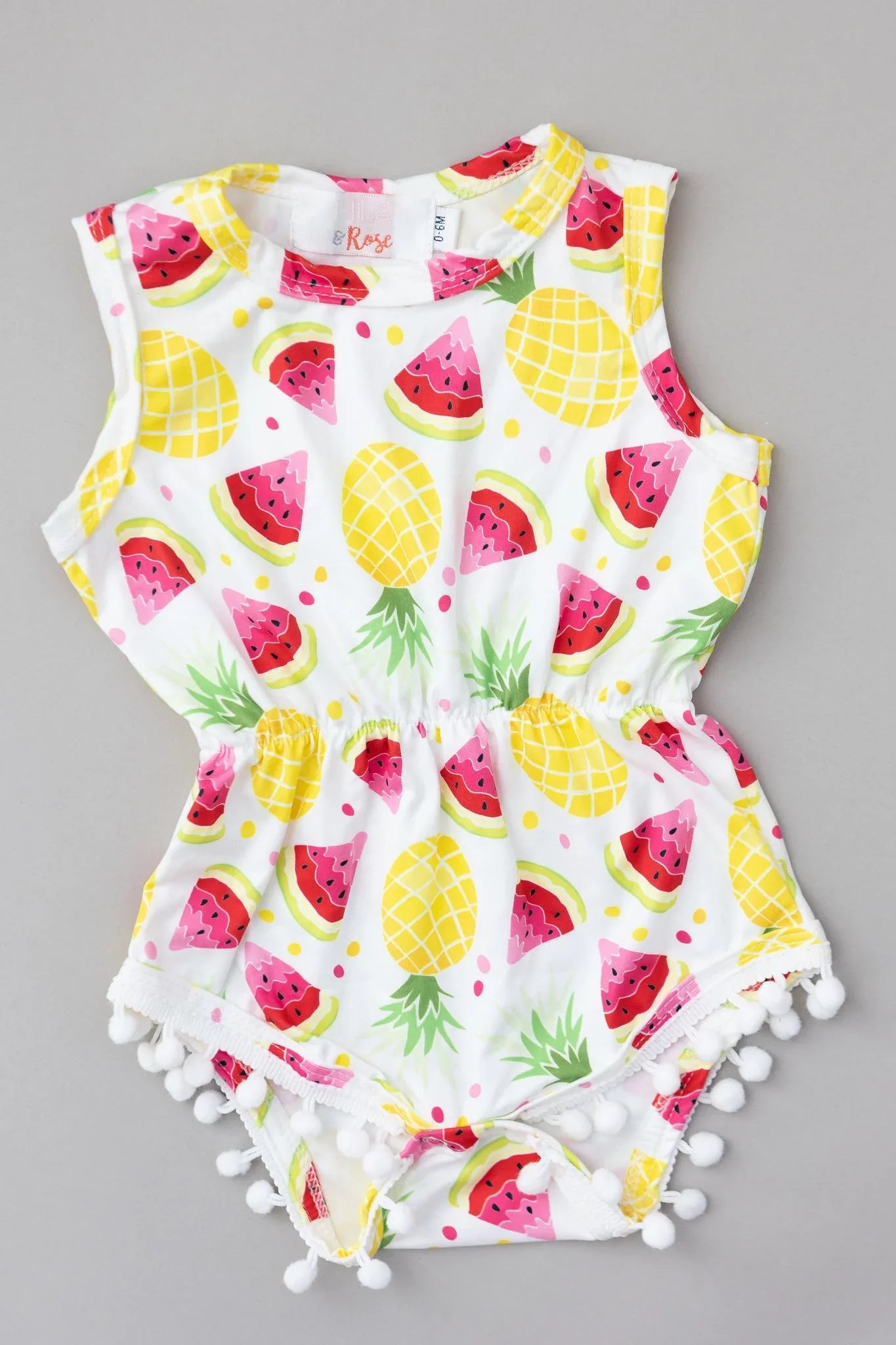 Mila & Rose- Pineapple Party Pom Pom Romper