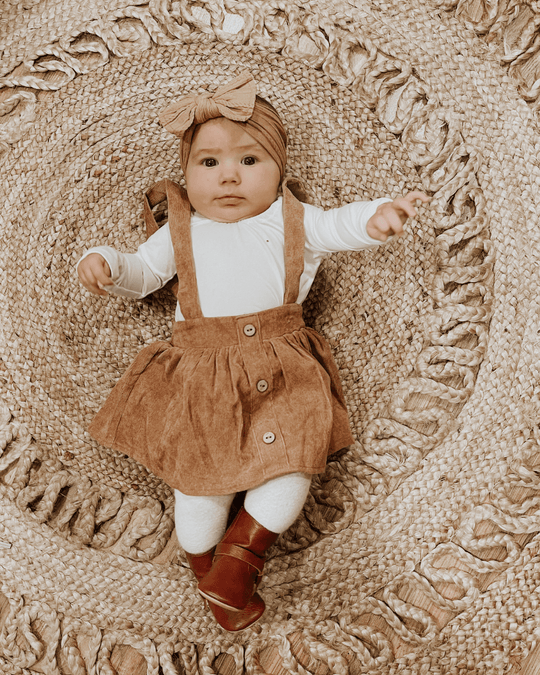 Bailey's Blossom- Fallon Corduroy Suspender Skirt- Praline