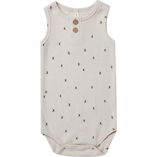 Quincy Mae Sleeveless Henley Bodysuit | Criss Cross